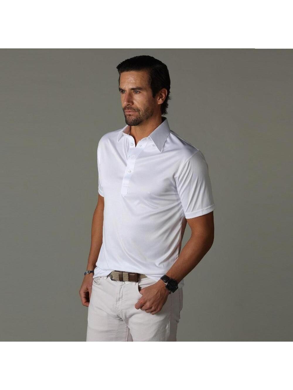 Collars & Co. Men's White Polo Shirt with Spread Collar